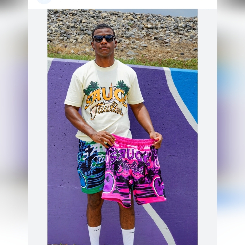 Romwe Cool Mens Swim Trunk Size MED Bright Colors Los Angeles Vibe